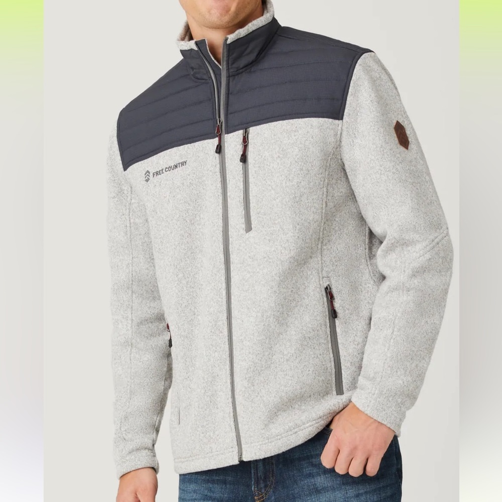 Warm and lightweight, classic Frore Sweater Knit Fleece jacket Gray size large